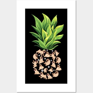 Tropical Pineapple Pug Dog Lovers Gift Posters and Art